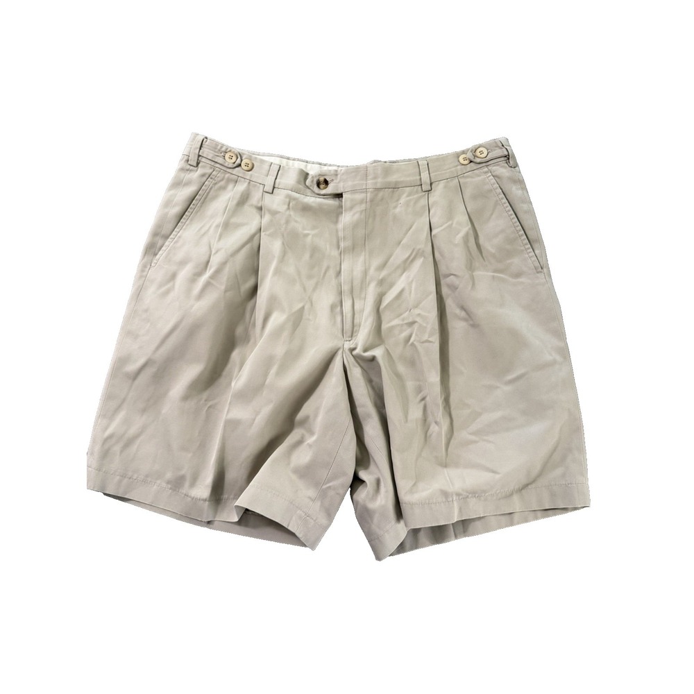 Bullock & Jones Sea Island Cotton Men's Size 35 Khaki Pleated Shorts 7.5"